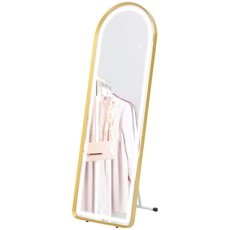HOMCOM Standspiegel Wandspiegel Ganzkörperspiegel inklusive Wandbefestifung, 151,5 x 50 x 4 cm, Gold