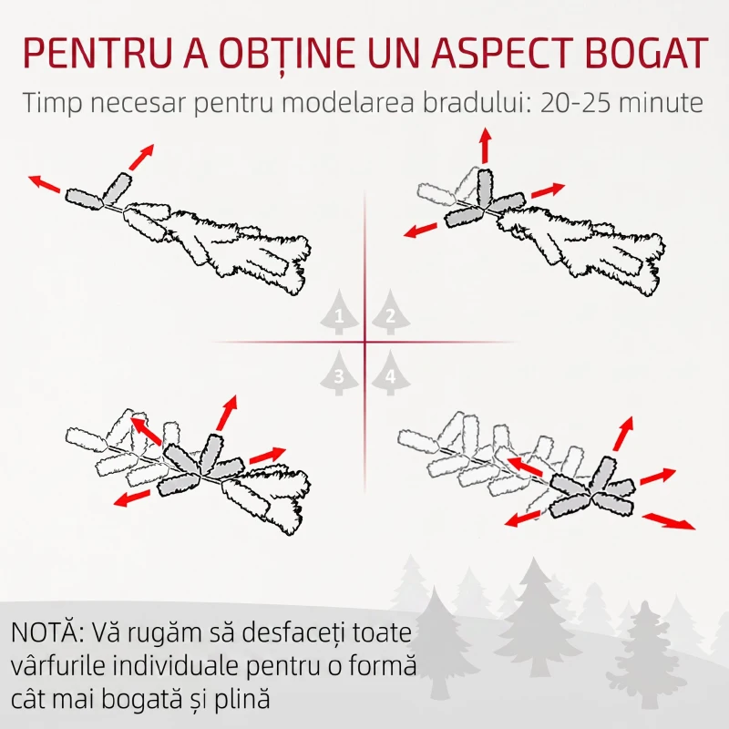 HOMCOM Brad de Crăciun Artificial 180 cm cu 1061 de Crengi și Bază din Metal, Verde