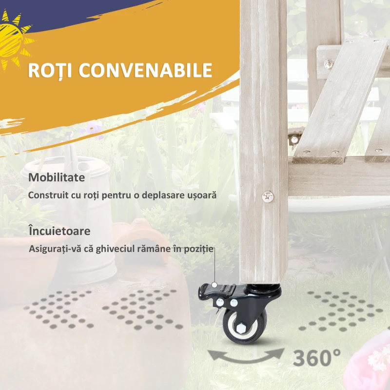 Outsunny Jardiniera din lemn pentru gradina, 123x54x74cm, maro