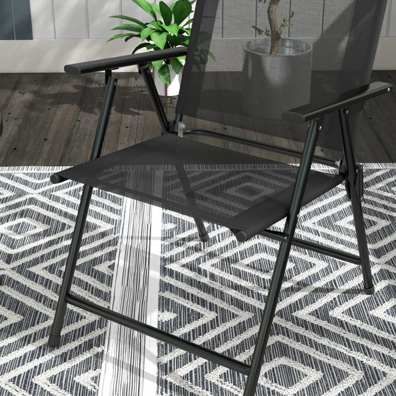 Outsunny Set de Grădină 3 Piese cu 2 Scaune 53,5x64x93 cm și Măsuță de Cafea Ø45x50 cm, din Metal, Negru