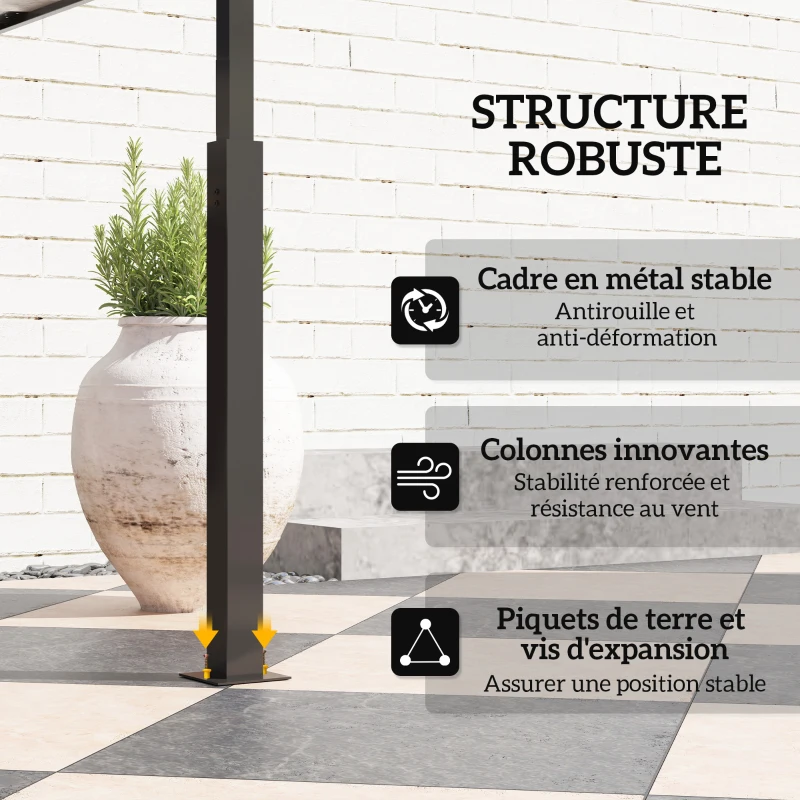 Outsunny Tonnelle de barbecue à deux niveaux auvent de réception pour jardin avec lumière LED 243 x 148 x 248 cm kaki