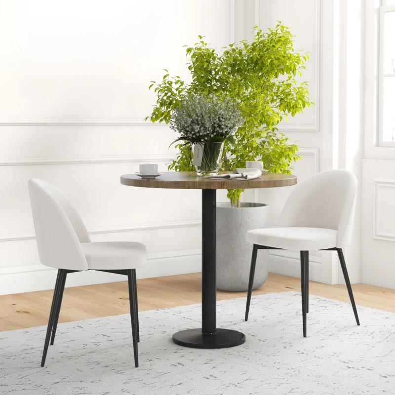 HOMCOM Lot de 2 chaises salle à manger chaise de cuisine scandinave chaise en velours rembourrée avec pieds effilés en métal