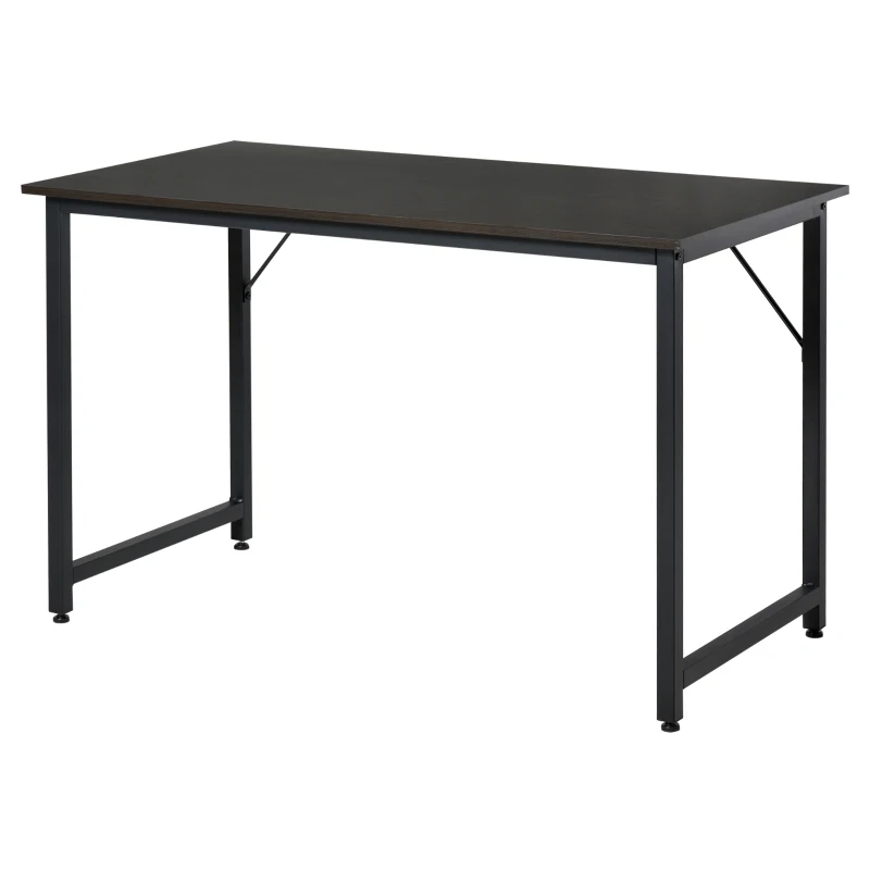 HOMCOM Bureau Informatique Style Industriel Grand Plateau dim. 120L x 60l x 73H cm métal Noir MDF Aspect wengé Brun foncé