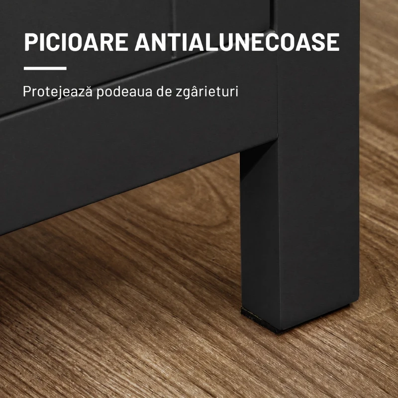 HOMCOM Dulap cu 2 Compartimente și 2 Rafturi Reglabile pe 3 Nivele, 120 x 40 x 70 cm, Negru și Lemn