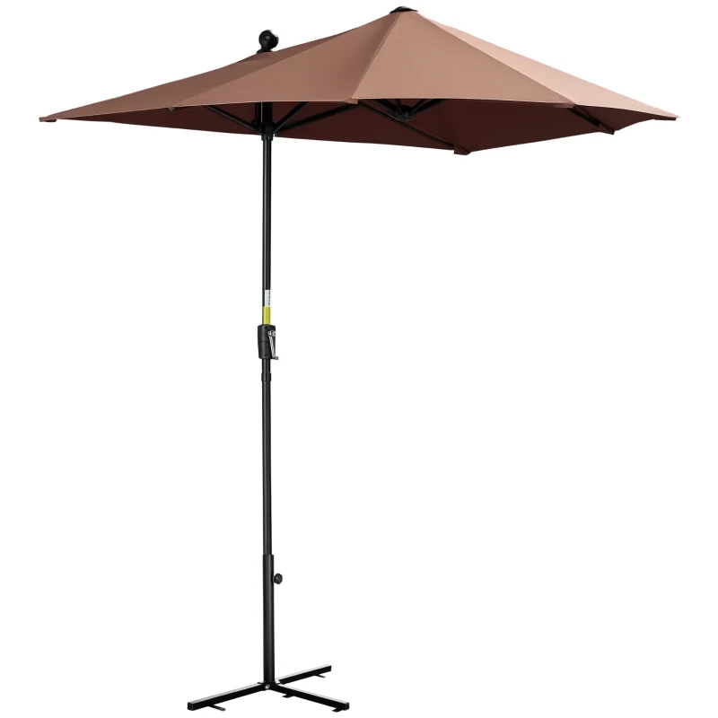 Outsunny Umbrelă de Terasă 200x190x240 cm cu Manivelă, Stâlp din Oțel și Bază în Formă de Cruce Anti-UV pentru Terasă și Balcon, Gri