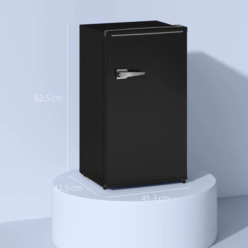 HOMCOM Under Counter Fridge, 85L Small Retro Refrigerator with Chiller Box, Adjustable Thermostat, Glass Shelves, Black