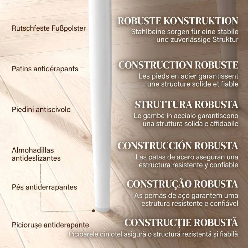 HOMCOM Set de 2 Scaune de Dining Moderne cu Spătar Înalt din Piele Ecologică și Oțel, 41x50x97 cm, Alb