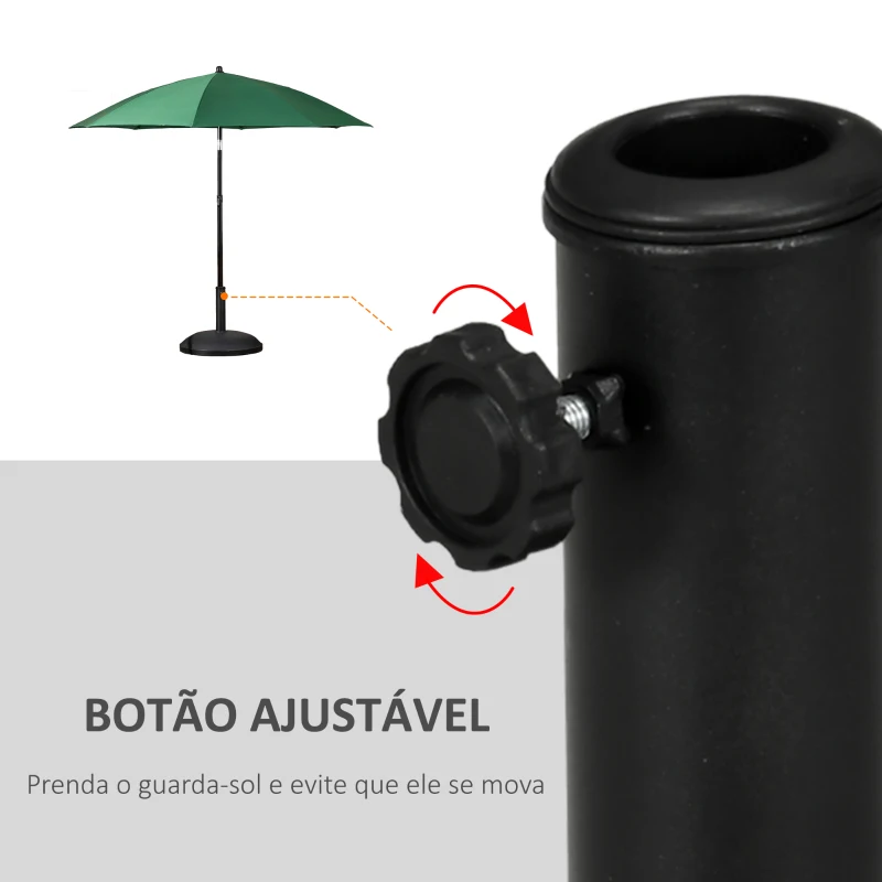 Outsunny Base Redonda para Chapéu de Sol, 25 kg Suporte de Cimento para Postes Ø33 mm Ø38 mm, Ø48 mm Preto