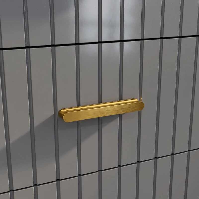 HOMCOM Comodă modernă cu 4 sertare din lemn și aluminiu, 60x40x90 cm, auriu și gri închis