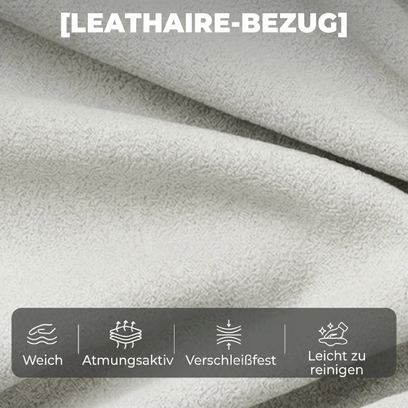 HOMCOM Akzentstuhl, Moderner Leathaire-Stuhl mit Breiter und Tiefer Sitzfläche, Dicke Polster, Einfache Montage, Grau