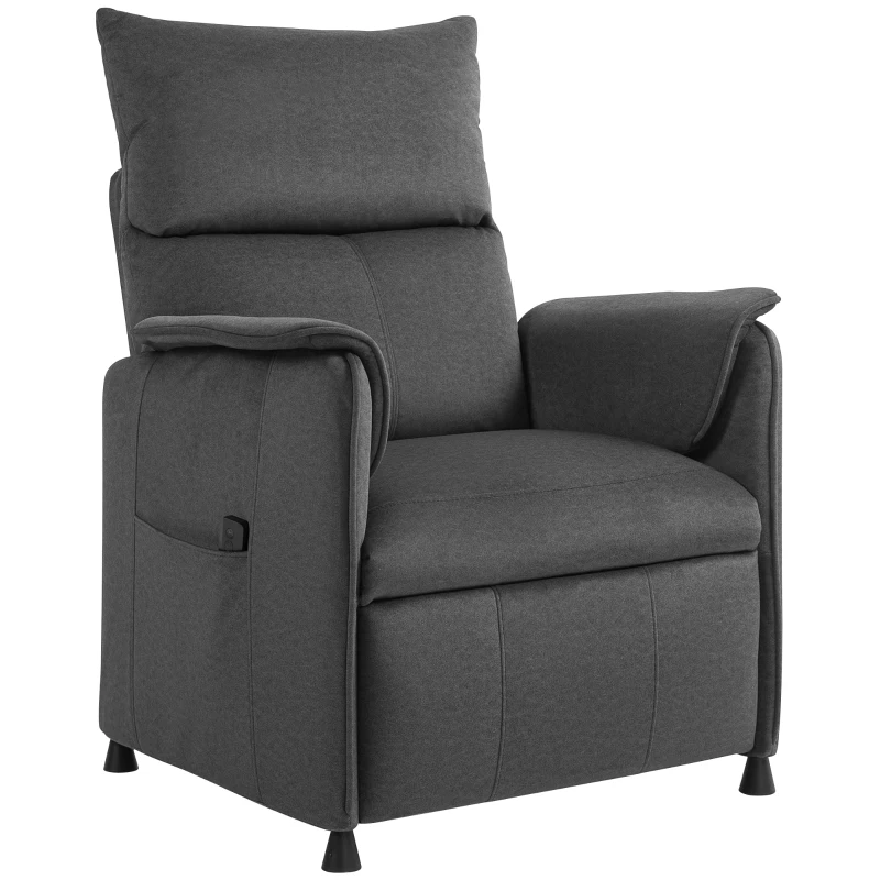HOMCOM Power Recliner Chair, Reclining Chair with Remote, Pocket Springs, Silent Motor and Side Pockets, Black