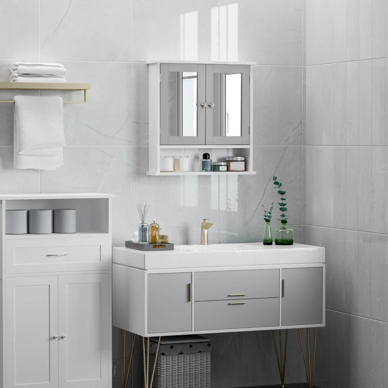kleankin Bathroom Wall Storage Cabinet - Grey