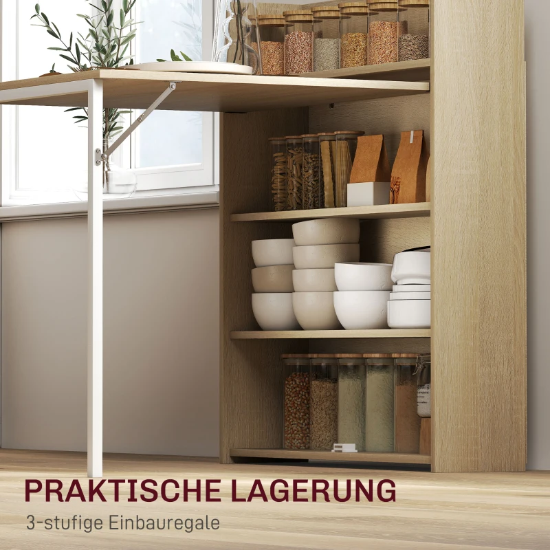 HOMCOM Esstisch Klappbar mit Regal, Industrie-Design, Platzsparend, Für Kleine Räume, 78,5 x 91 x 93 cm, Eiche