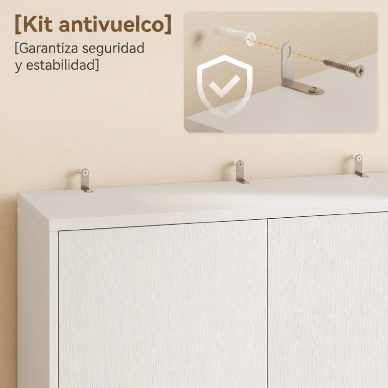 HOMCOM Mueble Auxiliar de Cocina con Soporte para Microondas 2 Cajones 2 Puertas y Panel Perforado de Metal Blanco