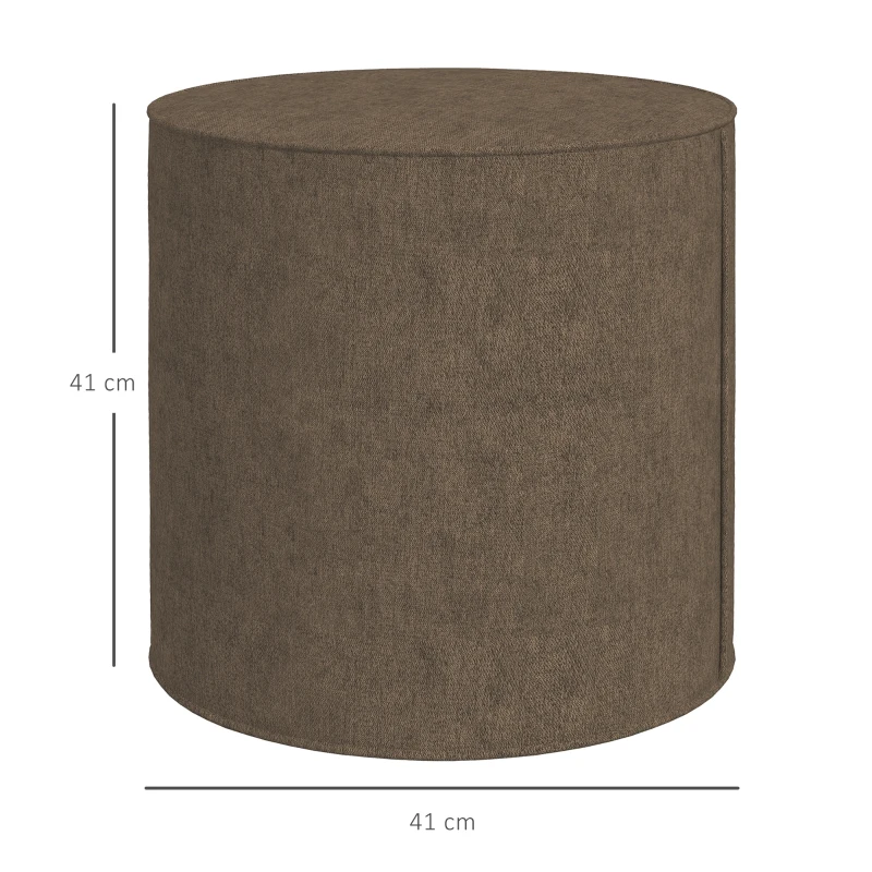 HOMCOM Taburet 2 în 1 cu Husă Detasabilă din Material Textil cu Aspect de In, Ø41x41 cm, Maro