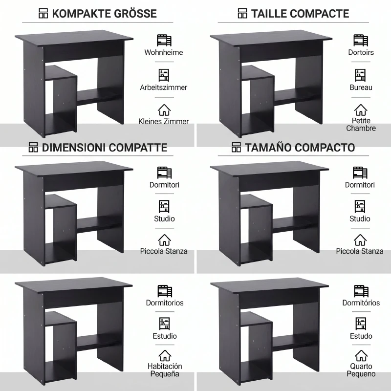 HOMCOM Birou PC Modern din Lemn cu Raft pentru Unitatea Centrală și Spațiu pentru Tastatură Glisantă, 80x45x75 cm, Negru