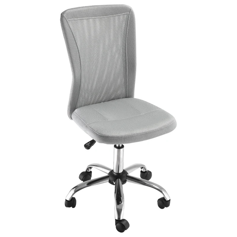 Vinsetto Silla de Escritorio Giratoria sin Brazos Silla de Malla con Altura Ajustable Carga 100 kg 43x58x90-100 cm Gris