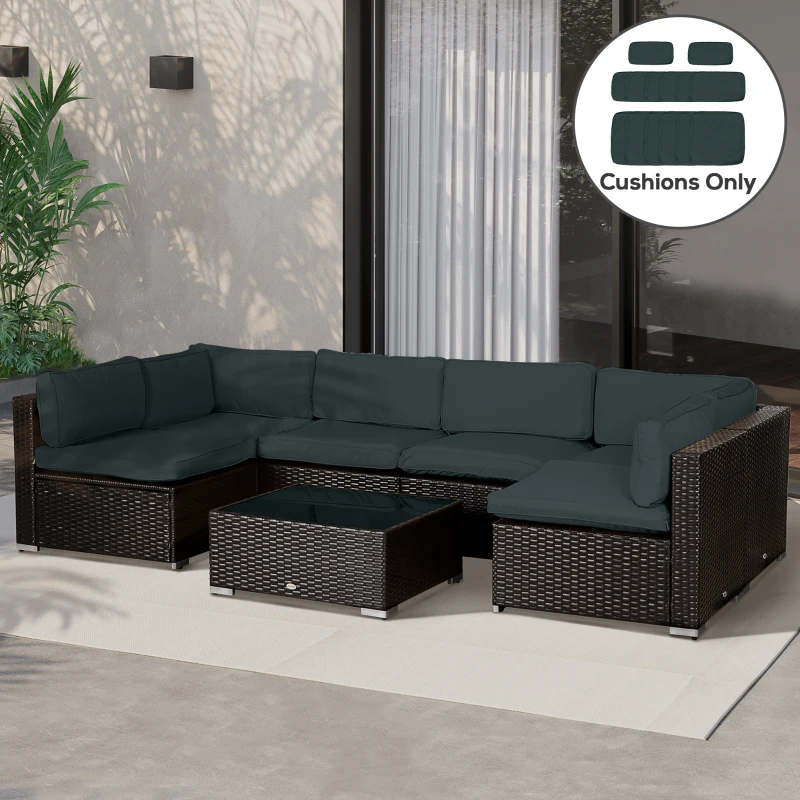 Outsunny Garden Rattan Sofa Cushion Polyester Cover Replacement Outdoor- No Cushion Included, Dark Grey