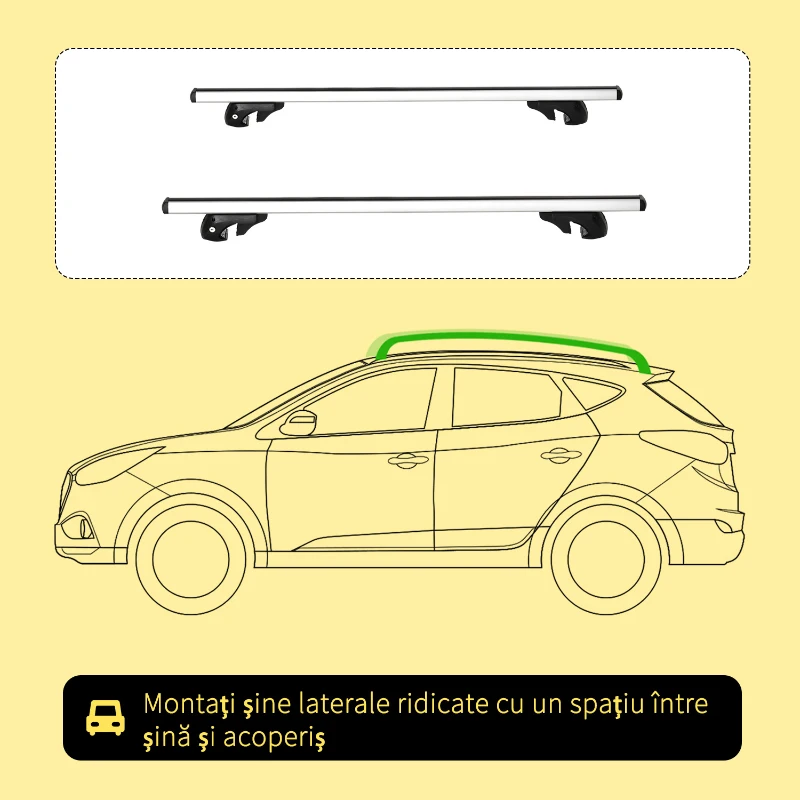HOMCOM Bare transversale auto 135 cm, portbagaj blocabil cu 2 chei, compatibile cu șine laterale de 120 cm, argintie