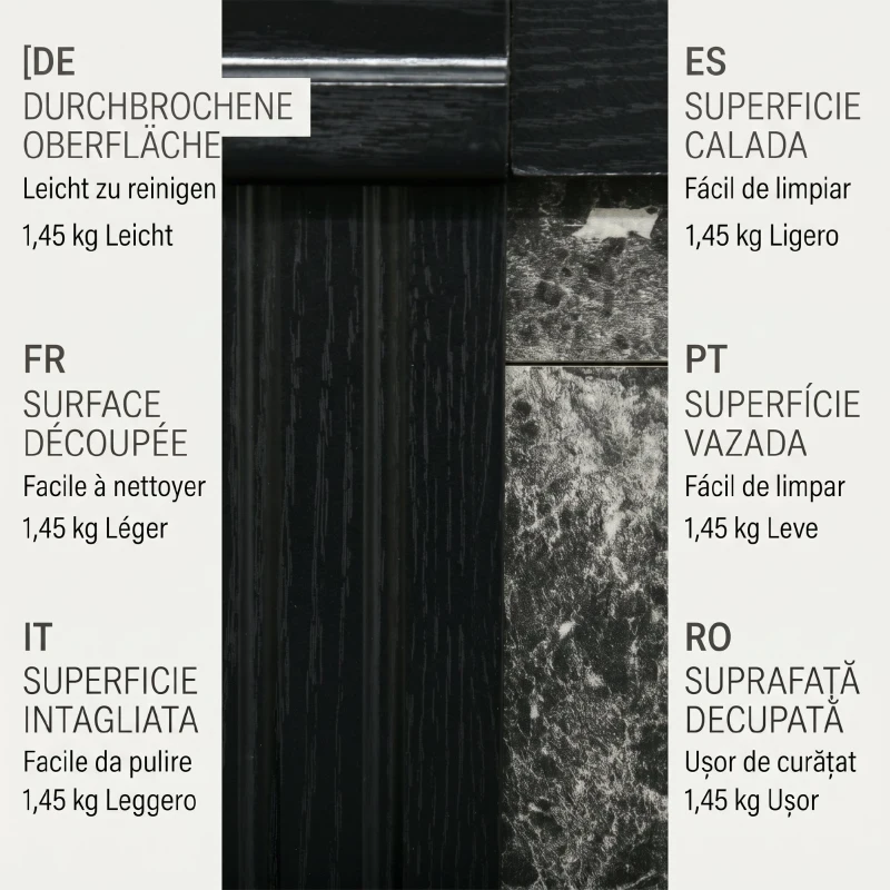 HOMCOM Semineu Electric care se Amplaseaza pe Podea cu Temporizator, Flacara Realista si Temperatura Reglabila, din Metal, ABS si PAL, 80x21.6x67.8 cm, Negru