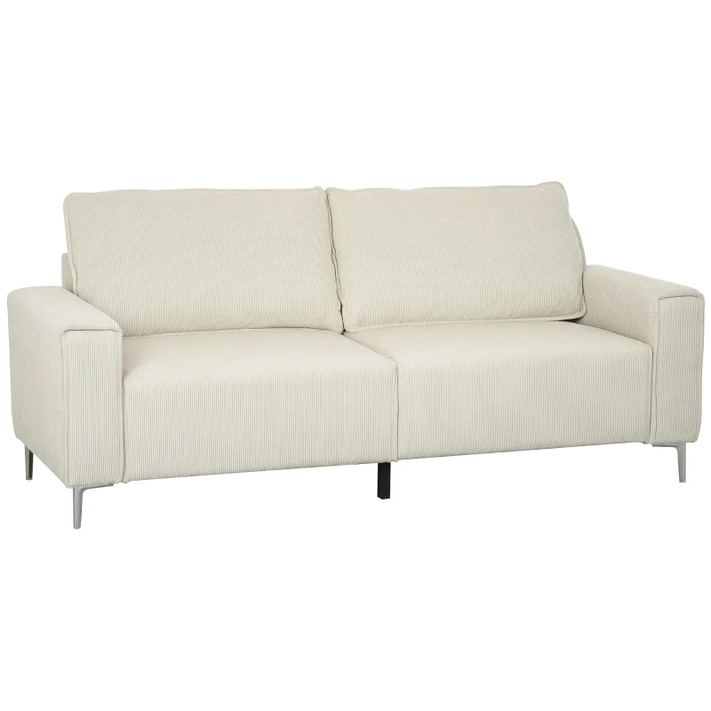 HOMCOM Modernes 3-Sitzer-Sofa, Weiche Couch mit Rückenkissen, Polstersofa für Wohnzimmer, Schlafzimmer, Homeoffice, Cremeweiß(m-11)