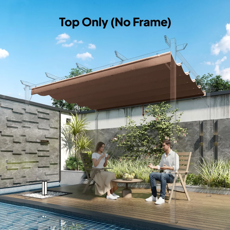 Outsunny Retractable Pergola Cover, 2.55 x 2.5 m Replacement Canopy Fabric for 3 x 3 m Frame, Roof Top Only, Brown