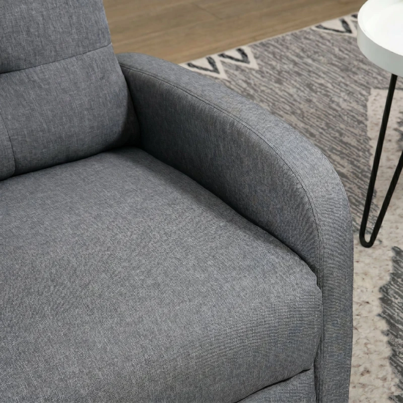 HOMCOM Fotoliu Reclinabil 155° max cu Tapițerie din Material Textil cu Aspect de In, Gri, și Suport pentru Picioare, 67x87x98 cm