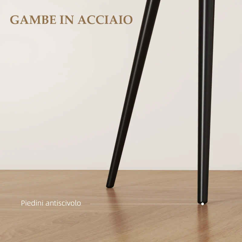 HOMCOM Set 2 Sedie da Pranzo Nordiche Imbottite con Braccioli Ricurvi in Tessuto Effetto Velluto, 54x57x80 cm, Crema