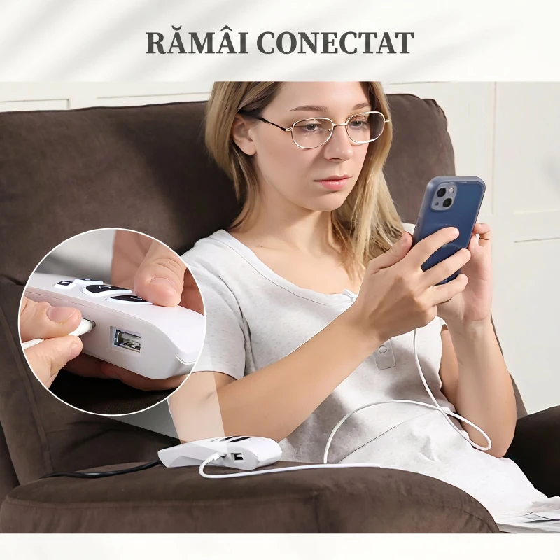 HOMCOM Fotoliu Rabatabil cu Funcție de Masaj și Încălzire, Dotat cu Motor Dublu, Maro Închis