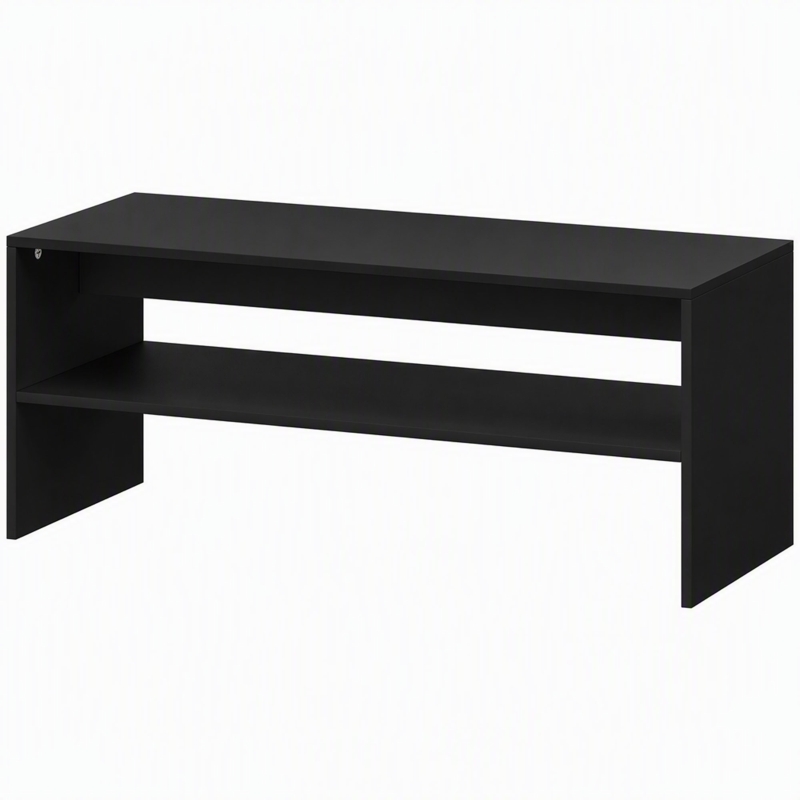 HOMCOM Mesa de Centro Moderna de Madera con 2 Niveles y Balda Abierta 100x40x41,5 cm Negro