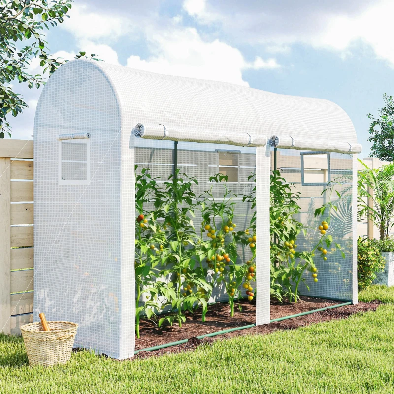 Outsunny Serra Tunnel da Giardino per Piante e Orto, Serra da Balcone con 2 Porte Avvolgibili e 4 Finestre, 3x1x2m