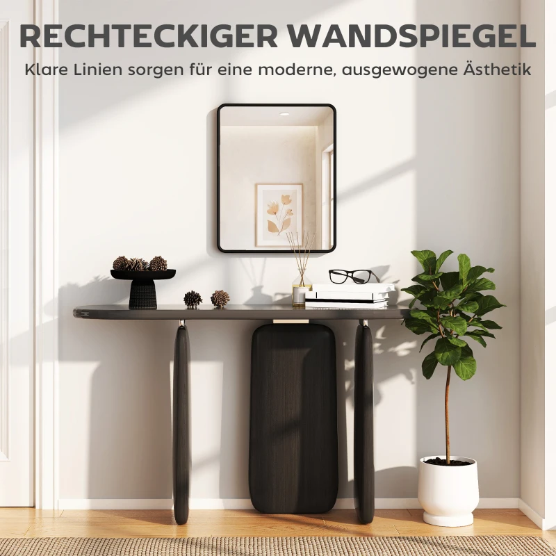 HOMCOM Wandspiegel 50 x 40 cm Dekorativer Hängespiegel mit Metallrahmen für Schlafzimmer Badezimmer Wohnzimmer Schwarz