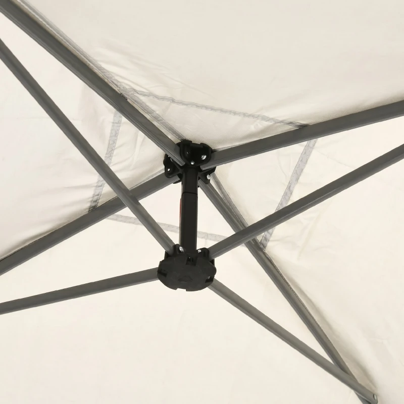 Outsunny Pavilion pliabil 3 x 3 (m) cu plase si geanta de transport cu rotile, cort de evenimente cu inaltime reglabila, cort de gradina, curte, bej
