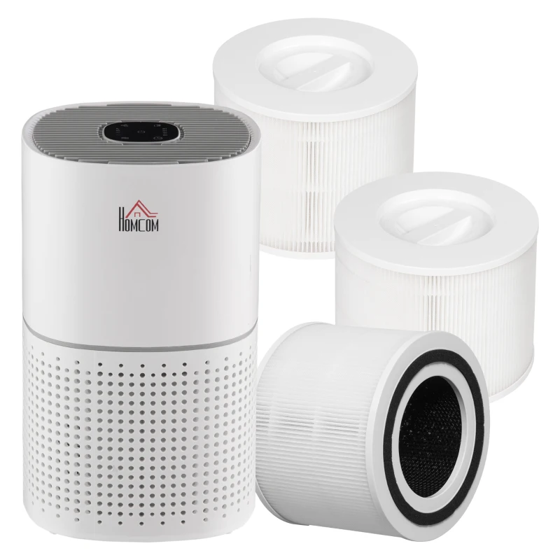HOMCOM Purificateur d'air + Filtre pour purificateur d'air Ioniseur CADR 225m³/h minuterie 4 vitesses filtre à charbon actif