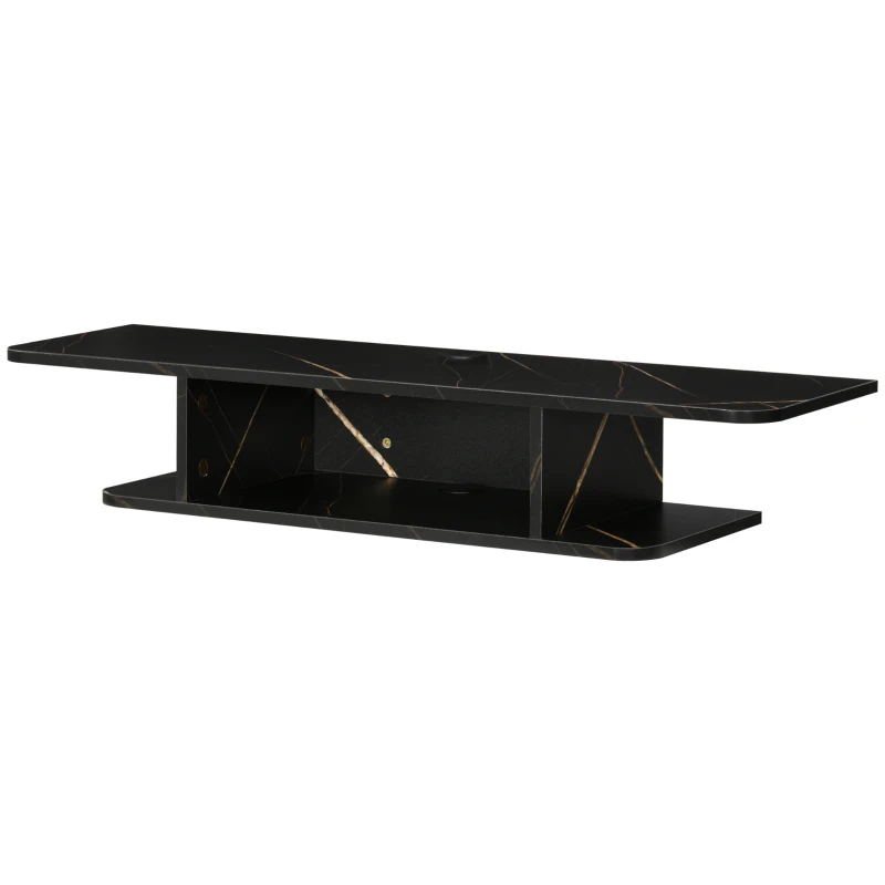 HOMCOM Floating TV Unit Stand for TVs up to 40", Wall Mounted Media Console with Storage Shelf, Entertainment Center, Black