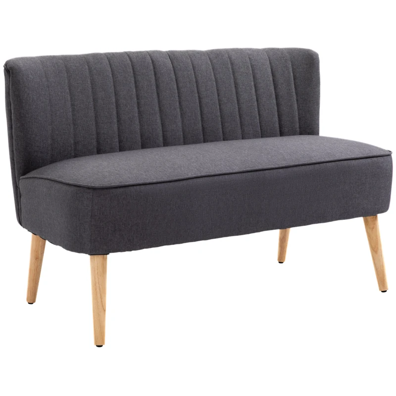 HOMCOM, Canapea cu Două Locuri, Loveseat, Material textil cu efect de in, 117 x 56.5 x 77 cm, Gri Închis