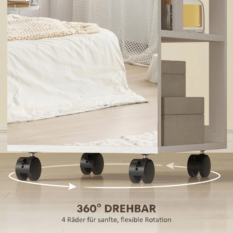 HOMCOM Dulap pentru Bijuterii cu Oglindă Rotativă 360°, Lumină LED Reglabilă, Încuietoare și Rafturi, 37x40x165,5 cm, Negru