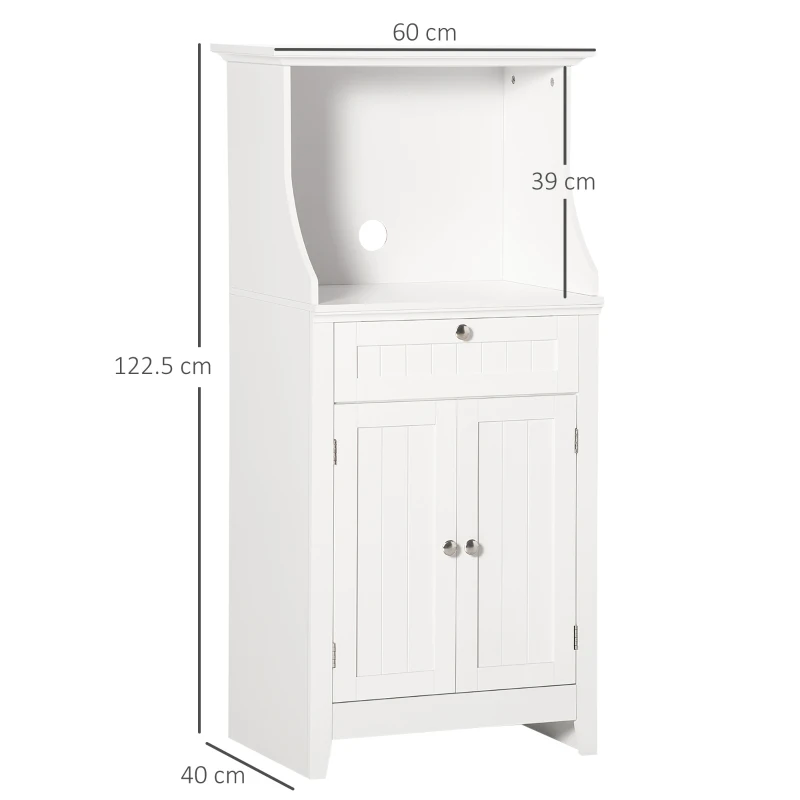HOMCOM Dulap de Bucătărie pentru Cuptor cu Microunde cu Sertar și Dulap cu 2 Uși, 60x40x122,5 cm, Alb