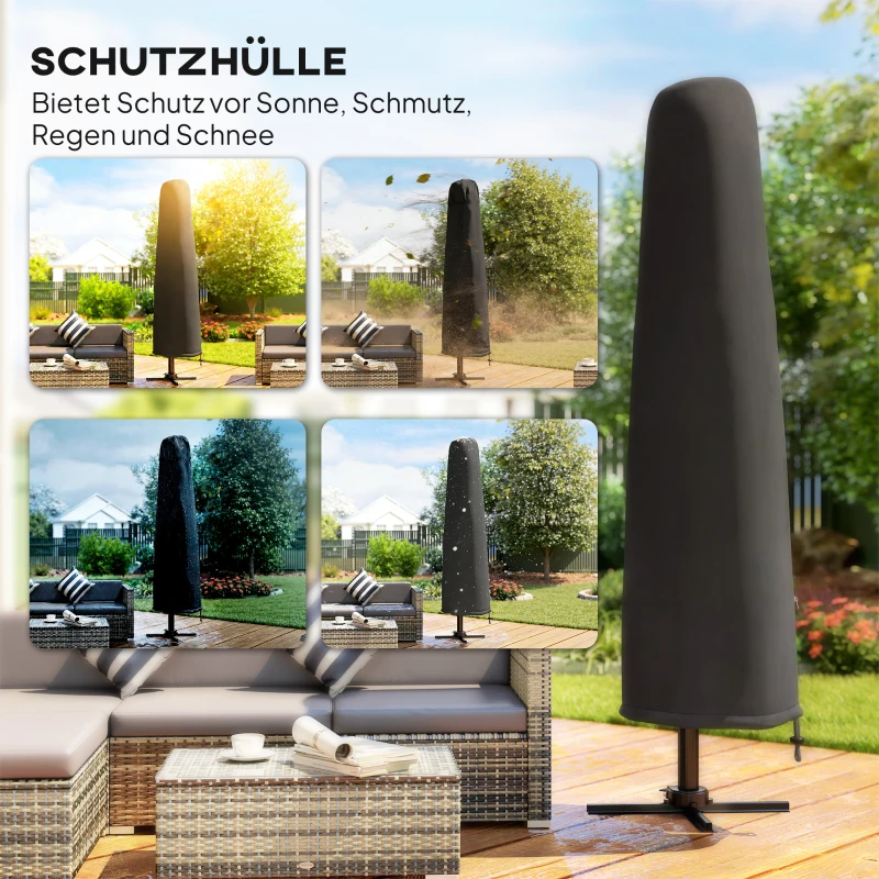 Outsunny Alu Ampelschirm 2,8 x 2,8 cm 360° drehbar neigbar Sonnenschirm mit Kurbel Ständer Abdeckung, Höhenverstellbar