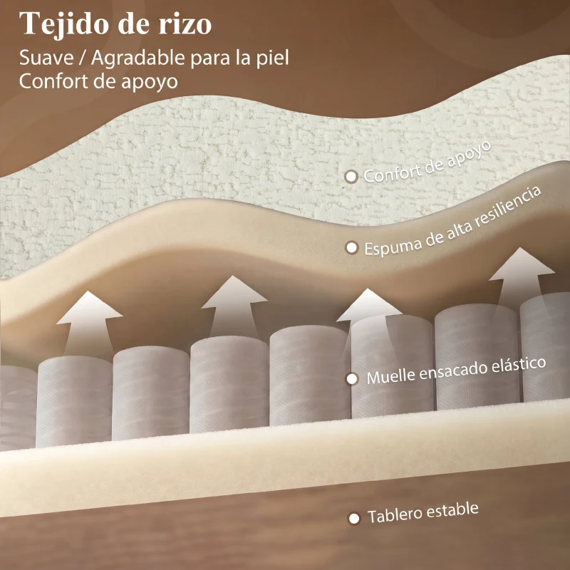 HOMCOM Sofá Cama 2 Plazas 3 en 1 con Respaldo Ajustable Bolsillos Laterales 2 Almohadas para Sala de Estar Blanco Crema
