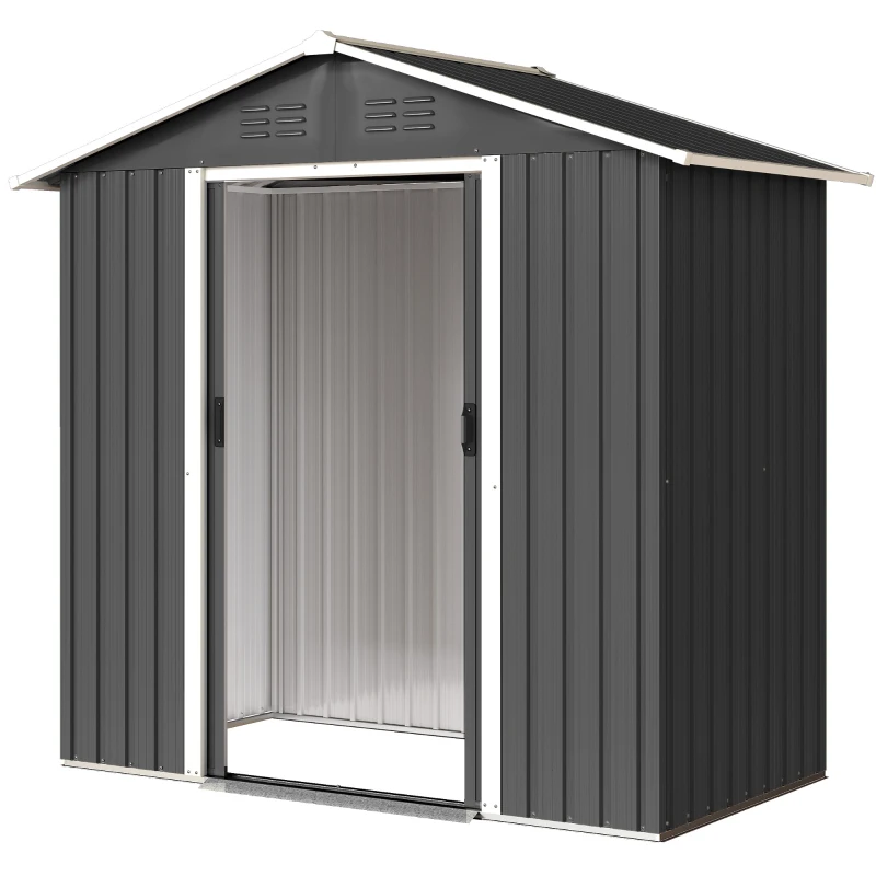 Outsunny 6.5 x 3.5ft Metal Garden Storage Shed - Dark Grey