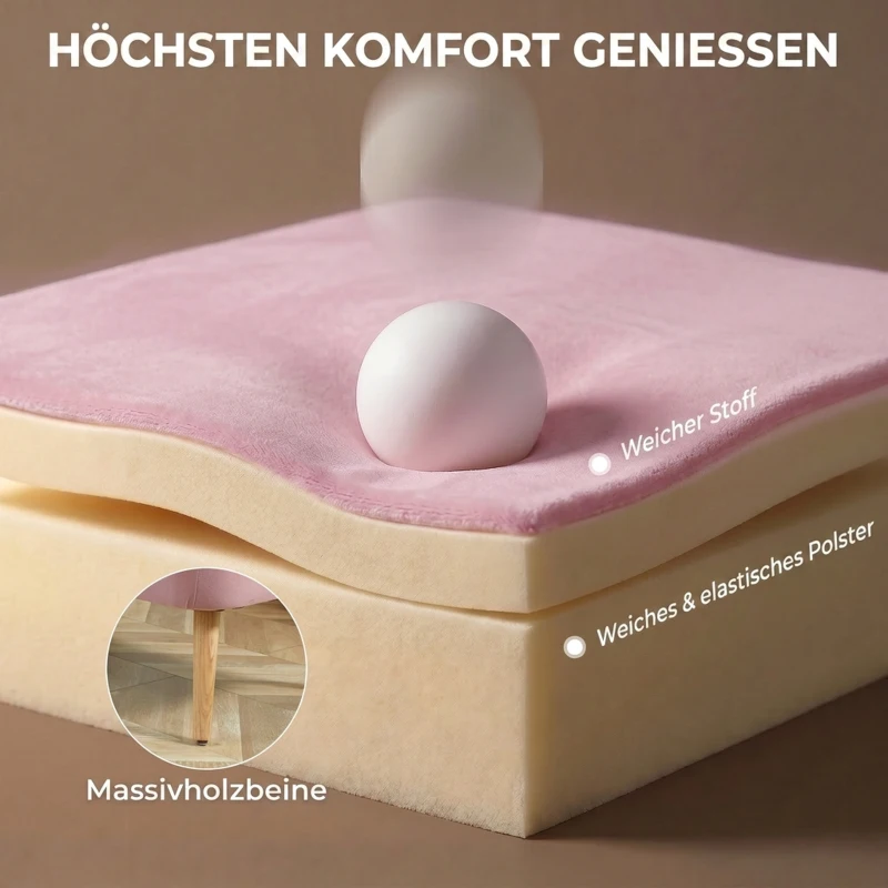 HOMCOM Sofa 2-Sitzer Stoffsofa Couch Polstersofa Loungesofa breit Rosa