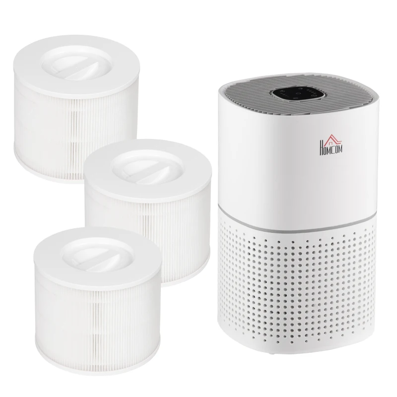 HOMCOM Purificateur d'air + Filtre pour purificateur d'air Ioniseur CADR 225m³/h minuterie 4 vitesses filtre à charbon actif