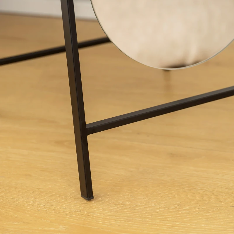 HOMCOM Espejo de Cuerpo Entero Arqueado 160x40 cm sin Marco Soporte de Metal Espejo de Pie o Apoyado en la Pared Negro