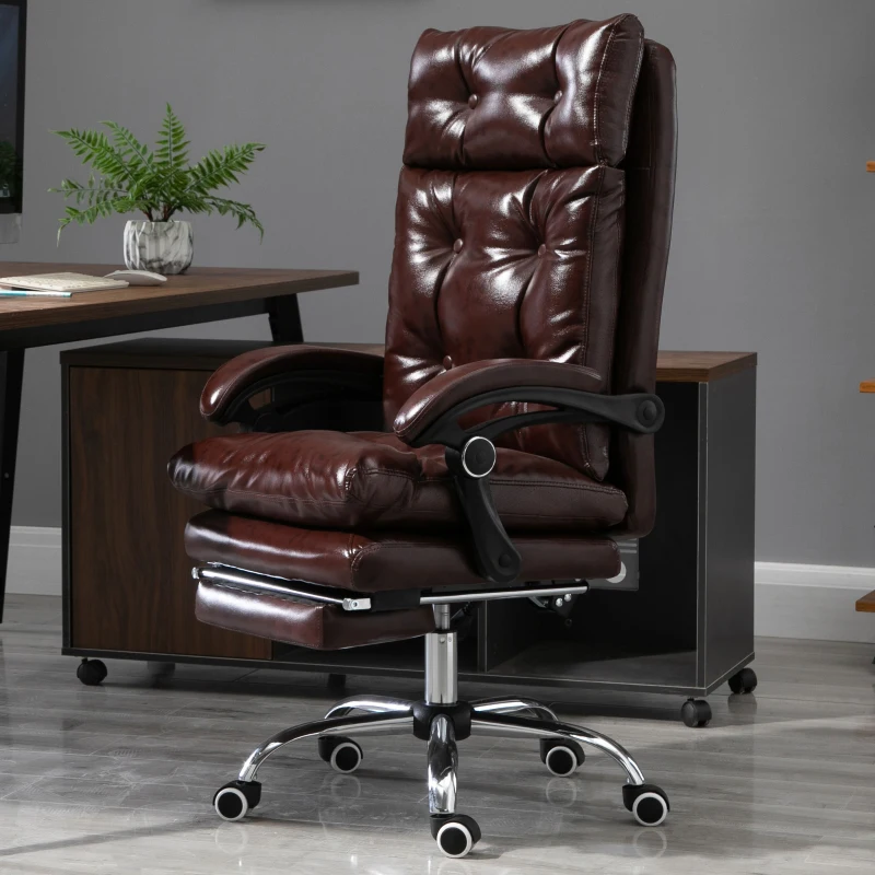 Vinsetto Scaun de Birou Ergonomic Suport pentru picioare Detasabil Inaltime Reglabila Maro