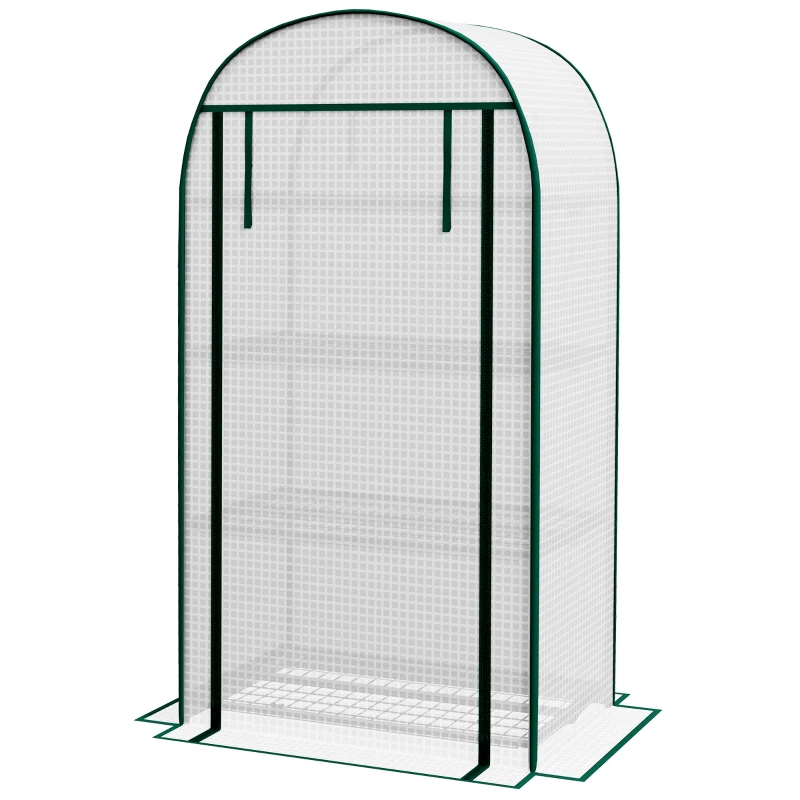 Outsunny Seră de Grădină Verticală cu 4 Rafturi din Metal și Acoperire din PE, 80x49x160 cm, Albă