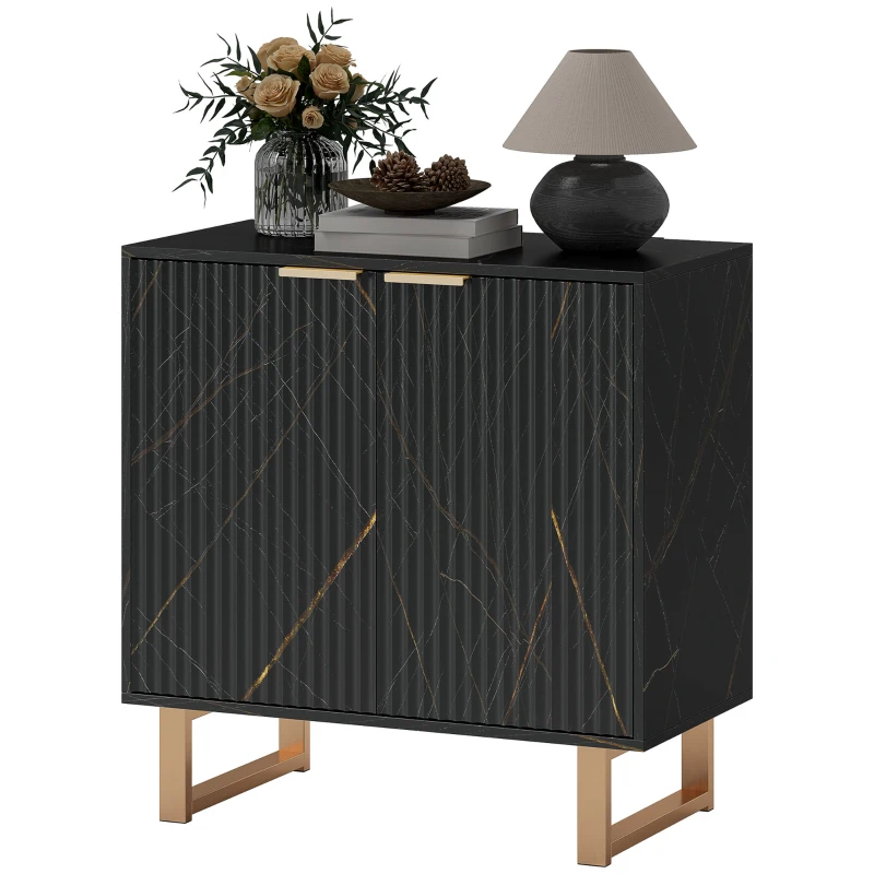 HOMCOM Elegant Storage Sideboard - Black/Gold-Tone