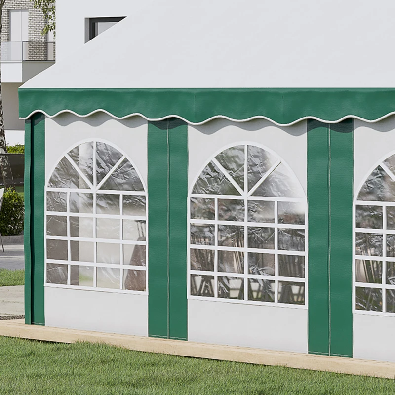Outsunny 6 x 4m Garden Gazebo with Sides - Galvanised Marquee Party Tent Featuring Six Windows and Double Doors, Ideal for Parties, Wedding, and Events