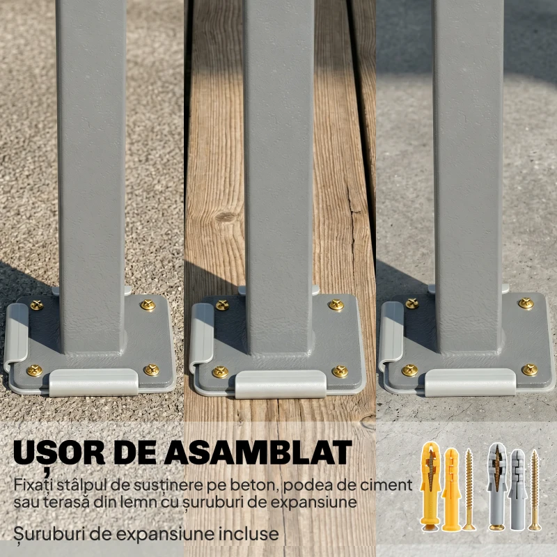 Outsunny Paravan Lateral Retractabil Impermeabil și UV50+, din Aluminiu, Oțel și Poliester, 420x185 cm, Gri Închis