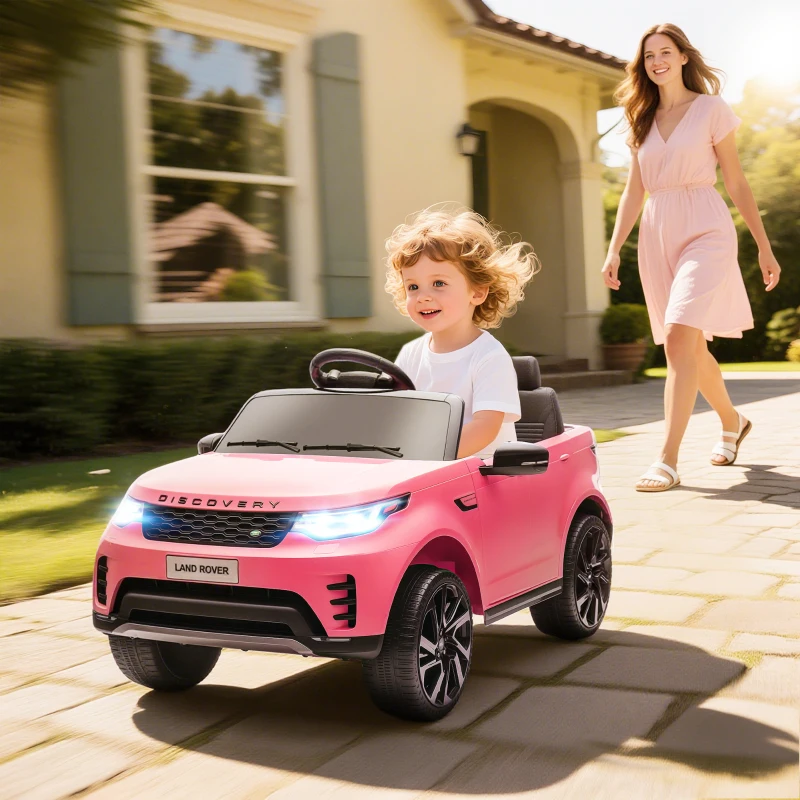 AIYAPLAY Mașinuță Electrică pentru Copii Licență Land Rover cu Faruri LED, Claxon și Telecomandă, 105x68.5x58 cm, Roz